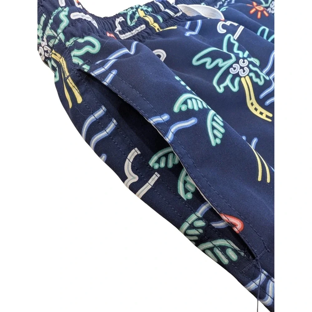 Chubbies Swim Trunks Mens M Navy‎ Neon Flamingo Palm Tree Cocktail Board Shorts